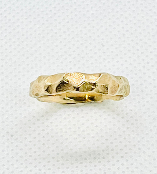 Chipped Textured Nugget Ring – 14K Yellow Gold