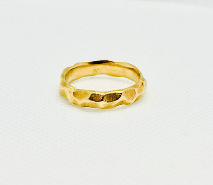 Chipped Textured Nugget Ring – 14K Yellow Gold