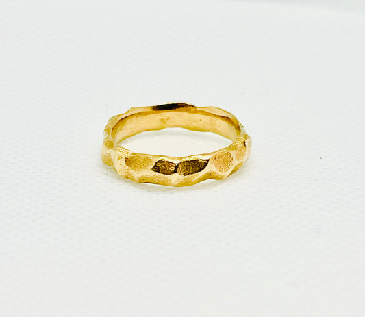 Chipped Textured Nugget Ring – 14K Yellow Gold